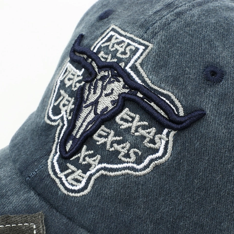 Vintage Waschbaumwolle Baseballkappe Bestickt Texas Bull Head Distressed Dad Hat Verstellbar Unisex Outdoor Sonnenschutz
