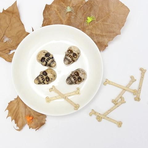 Halloween Miniatur Totenkopf Und Skelettknochen Kunststoff Verwittert Gruselige Party Deko Requisiten DIY