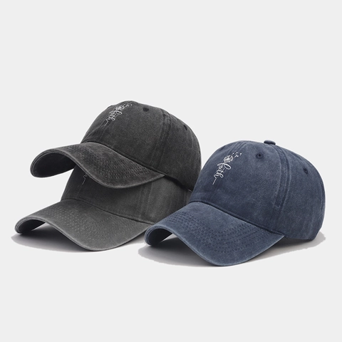Washed Cotton Baseball Cap Faith Dandelion Embroidery Vintage Dad Hat Adjustable Sun Protection Outdoor Men Women