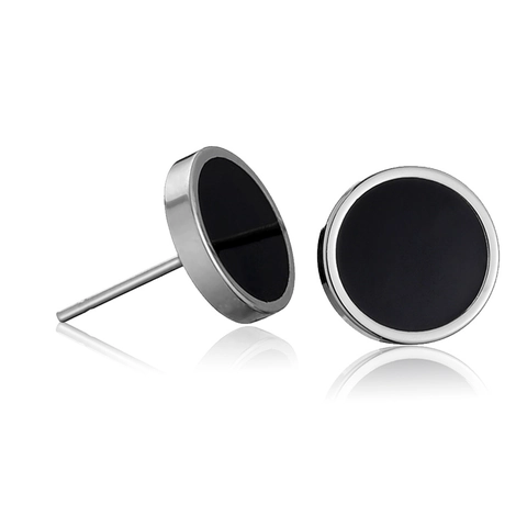 Boucles D'oreilles Barbell En Acier Inoxydable Rond Minimaliste Forme D'haltère Punk Streetwear Bijoux Pour Hommes Femmes Noir