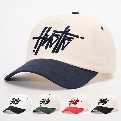 Gorra De Béisbol De Poliéster Bordado Hustle Color En Contraste Letra 3D Protección Solar Ajustable Sombrero Urbano