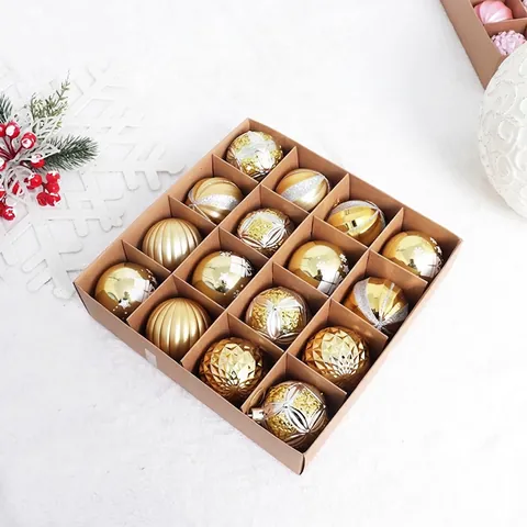 Ornements De Boule De Noël Plastique Galvanisé Paillettes Mat Brillant Motif Flocon De Neige Décoration De Sapin Festive