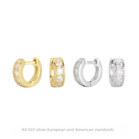 925 Sterlingsilber Huggie Hoop Ohrringe Funkelnde Zirkonia Eingelegte Geometrische Kreis Ohrringe Für Damen Mode Pendeln Schmuck
