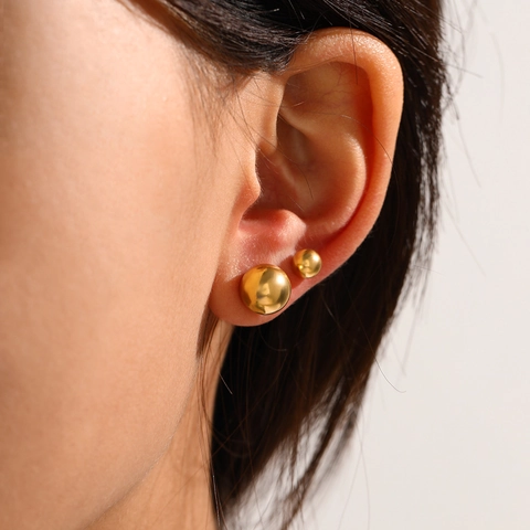 Minimalistische Runde Kugel Ohrstecker Aus Edelstahl Hochglanzpoliert Modeschmuck Für Frauen Täglicher Gebrauch Elegant