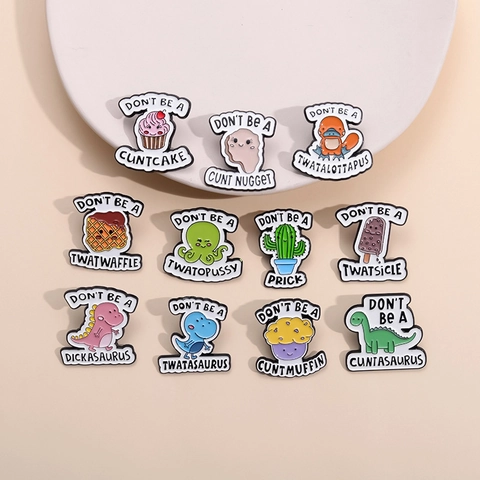 Broche En Émail Dinosaure Dessin Animé Épingle Alliage Zinc Slogan Humoristique Drôle Accessoire Pour Vêtements Sacs