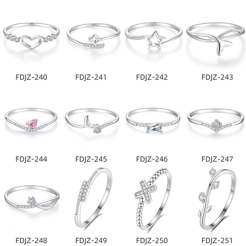 Minimalist 925 Sterling Silver Rings For Women Cubic Zirconia Stackable Heart Star Infinity Design Fashion Jewelry
