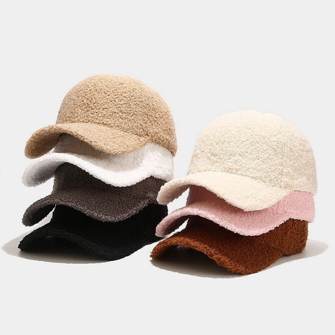Cappellino Da Baseball In Lana Di Agnello Sherpa Fleece Caldo Invernale Outdoor Casual Regolabile Per Uomo Donna