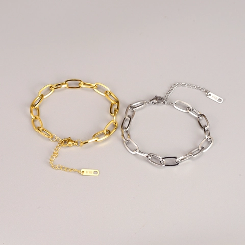 Bracciale A Catena Minimalista Con Graffetta In Acciaio Inossidabile 316L Placcato Oro 18K Gioielli Regolabili Per Donna