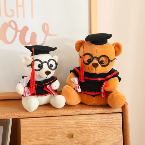 Graduation Teddy Bear Plush Toy With Cap And Gown Glasses Diploma Gift For Graduate Students Soft Stuffed Animal