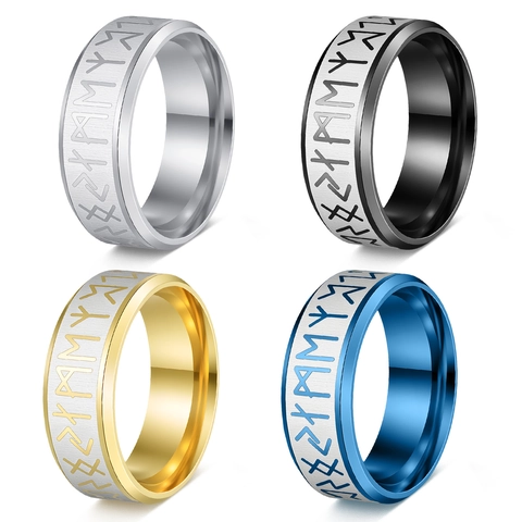 Anello Vichingo Runa In Acciaio Inossidabile Superficie Spazzolata Stile Punk Nordico Retro Gioielli Da Uomo