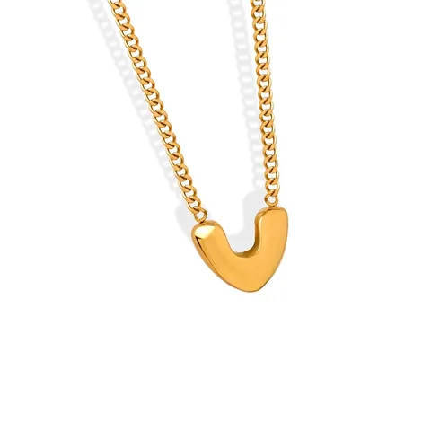 Collar Con Colgante De Corazón De Acero Inoxidable Chapado En Oro Pulido Espejo Joyería Minimalista Para Mujer