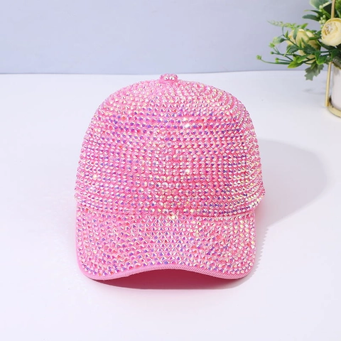 Handmade Rhinestone Baseball Cap For Women Acrylic Inlaid Adjustable Glitter Snapback Hat Fashion Outdoor Sun Protection Headwear