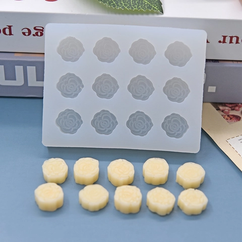 Rosenblüten Silikon Kuchenform Mehrere Mulden Für DIY Backen Schokolade Fondant Seife Flexibel Antihaft Weiß