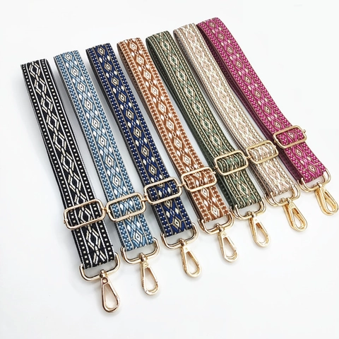 Women Adjustable Ethnic Jacquard Bag Strap Wide Geometric Rhombus Woven Shoulder Strap Replacement For Handbags Crossbody