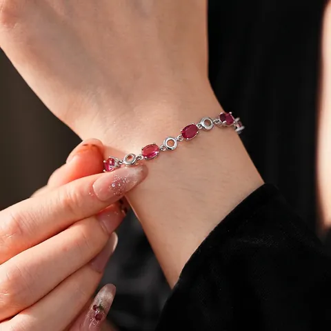 Rosérot Oval Zirkon Armband Kupfer Luxus Elegant Verstellbarer Schmuck Für Frauen Mode Geschenk