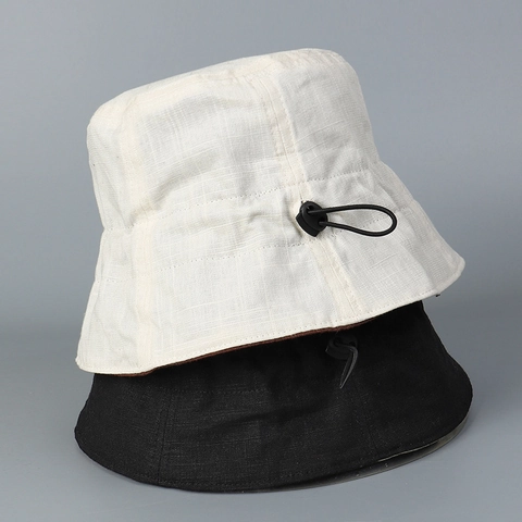 Chapeau Bob Réversible En Coton Lin Pliable Protection Solaire Bord Large Réglable Chapeau D'été Minimaliste