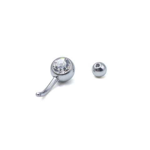 Stainless Steel Belly Ring Double Round Cubic Zirconia Body Piercing Jewelry Curved Barbell For Women Fashion Accessory