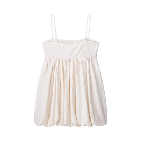 Women Boho Mini Dress Floral Embroidery Camisole Straps Cream Sleeveless U-Neck Elegant Summer