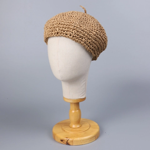 Berretto Di Paglia Intrecciato A Mano Estate Traspirante Pieghevole Cappello All'uncinetto In Paglia Di Carta Da Donna