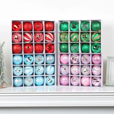 Palline Per Albero Di Natale Ornamenti Appesi Dipinti Galvanizzati Plastica PVC Decorazione Festiva Finitura Texturizzata