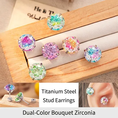 Boucles D'oreilles Cartilage En Zircone Cubique Dégradée Ronde Acier Titane Dos Vis Helix Studs Pour Femmes Style Doux