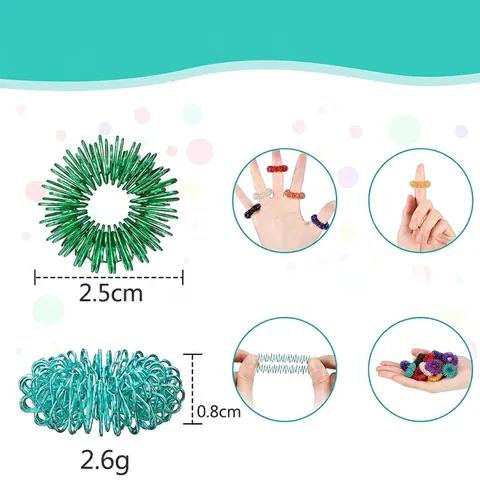 Colorful Metal Spring Finger Massage Rings Acupressure Sensory Fidget Toy For Stress Relief