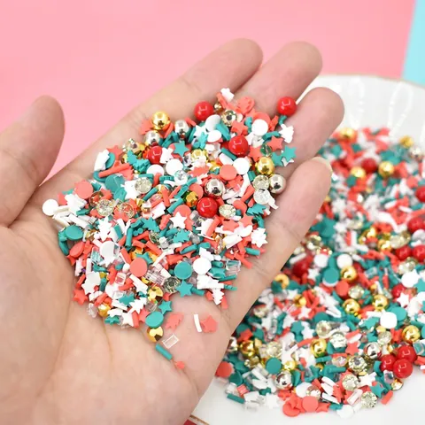 Christmas DIY Beads Filling Materials Plastic Resin Polymer Clay For Slime Crafts Holiday Festive Mixed Accessories