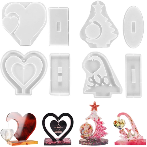 DIY Silicone Molds Resin Casting Photo Frame Heart LOVE Christmas Tree Shape Desktop Decoration Craft Gift