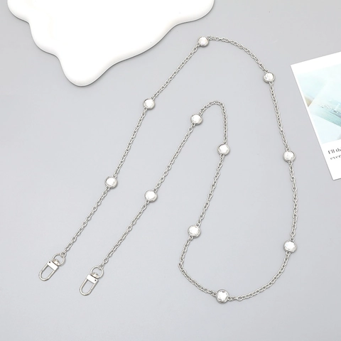 Kristall Strass Künstliche Perle Umhängetasche Handy Lanyard Kette Legierung Metall Tasche Gurt Für Damen Kinder Anti-Verlust Wasserflasche Kette