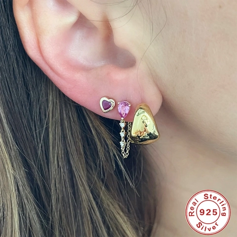 Ohrhänger Mit 925 Sterling Silber Ohrstecker Birnenform Bunte Zirkonia Eleganter Hängeschmuck Für Damen