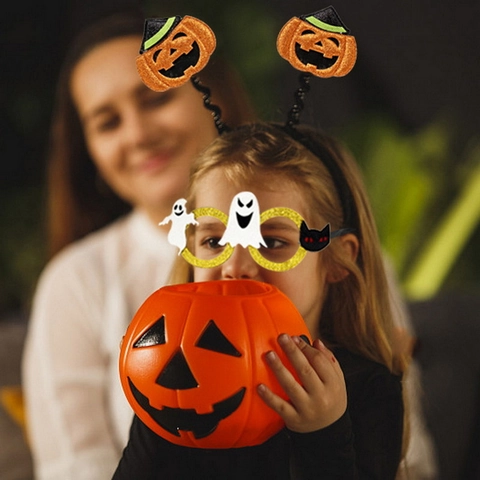 Halloween Party Decorative Glasses Frames Plastic Glitter Novelty Funny Costume Props Accessories For Kids Adults