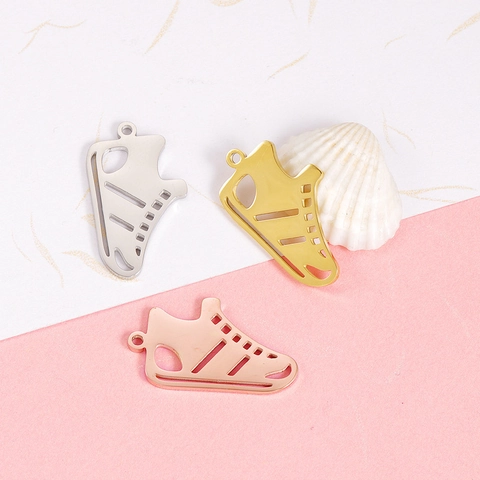 Ciondoli Scarpe Da Ginnastica Acciaio Inossidabile 304 Traforato Sportivo Charms DIY Lucidato A Specchio