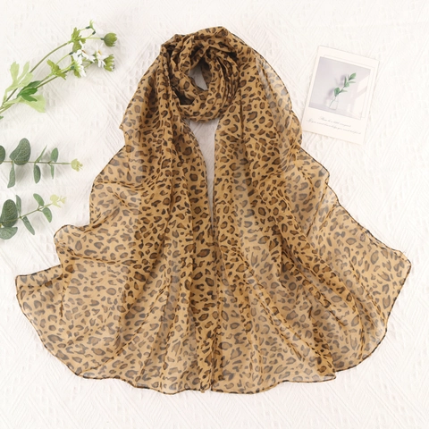 Sciarpa In Chiffon Con Stampa Leopardata Da Donna Leggera Lunga Foulard Alla Moda Scialle Sottile Protezione Solare Accessorio Elegante
