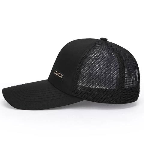 Men Baseball Cap Breathable Mesh Trucker Hat Long Brim Sun Protection Outdoor Fishing Classic Patch Adjustable