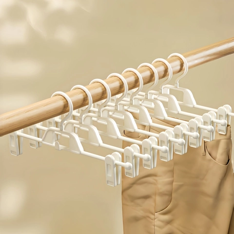 Cintres À Pantalons En Plastique Antidérapants Clips Réglables Gain De Place Empilables Organisation De Garde Robe Pour Jupes