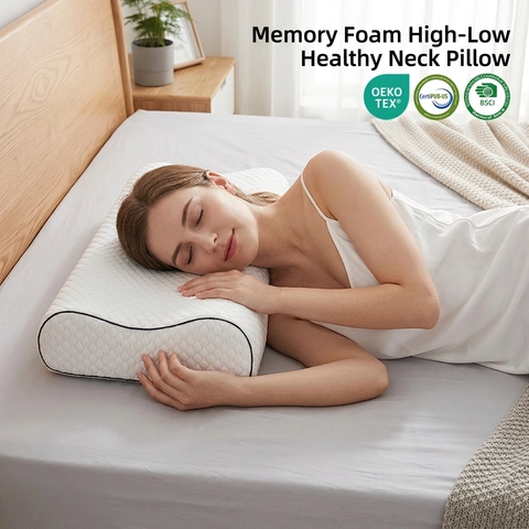 Ergonomisches Memory Foam Kissen Mit Atmungsaktivem Strickbezug Nackenstütze Langsame Rückfederung Wellenform Für Seitenschläfer