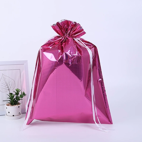 Holografische Laser Folie Kordelzug Geschenktüte Festlicher Cartoon Weihnachtsmann Schneemann Bedruckte Geschenk Aufbewahrung Schleife Beutel Weihnachtsfeier Bedarf