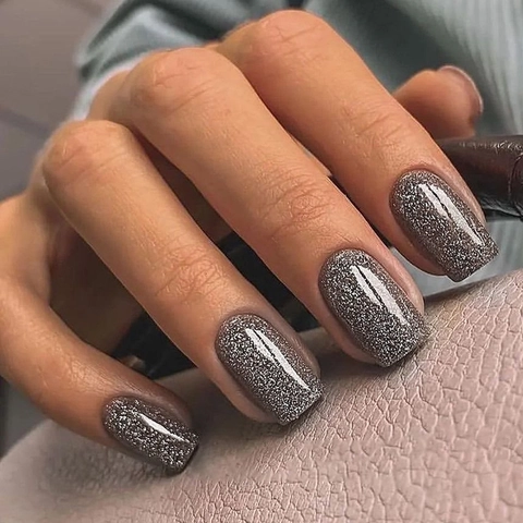 Press On Nails Schwarz Glitzer Schimmer Europäischer Quadratischer Stil Künstliche Falsche Fingernägel Mode Für Frauen