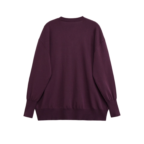 Maglione In Maglia Da Donna Scollo A V Maniche Lunghe Vestibilità Ampia Tinta Unita Acrilico Poliestere Polsini A Costine
