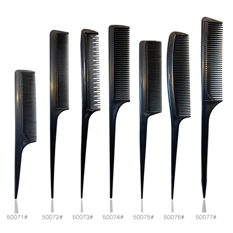 Professionele Zwarte Plastic Puntkam Voor Haarstyling En Verdeling Fijngetande Salon Tool