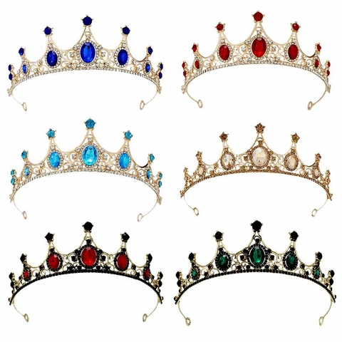 Vintage Baroque Crystal Crown Tiara Alloy Rhinestone Headband For Girls Princess Birthday Party Wedding Accessories