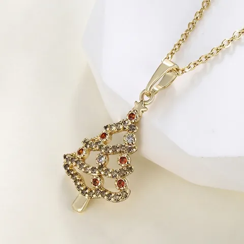Colgante de Árbol de Navidad de Aleación de Zinc Bañado en Oro Solo Sin Cadena Diamante de Imitación Multicolor Joyería