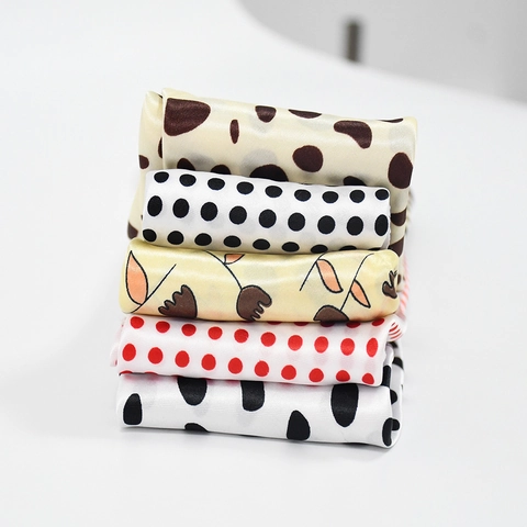 Women Fashion Satin Square Scarf Polka Dot Leopard Print Silk Like Small Neck Scarf For Hair Bag Accessory Decorative Elegant Wrap
