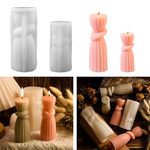 Silikon Kerzenform 3D Seilknoten Säule DIY Vertikal Gerippt Aromatherapie Gips Epoxidharz Handwerk Wohndekor