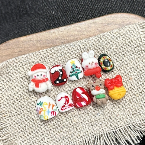 Kunstnagels Handgemaakt Hars 3D Kerst Sneeuwpop Rendier Boom Schattig Feestelijk Niet Giftig Voor Kinderen Meisjes Wintervakantie
