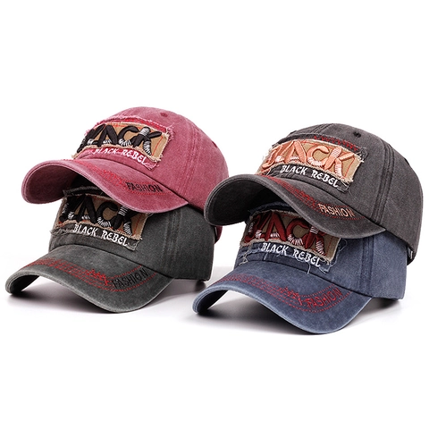 Baseball Cap Vintage Washed Cotton Adjustable Distressed Patch Embroidered Retro Streetwear Outdoor Sport For Men Women