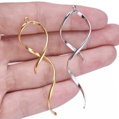 Twisted Ribbon Pendant 304 Stainless Steel Spiral Charm For DIY Jewelry Making Necklace Bracelet Minimalist