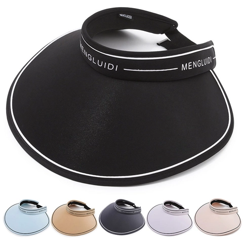 Damen Sommer Visier Hut Mit Breiter Krempe Polyester Faltbar Sonnenschutz Leer Top Kappe Outdoor Strand Sport Verstellbar