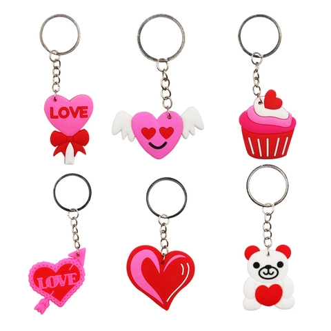 Portachiavi Cuore San Valentino PVC Morbido Amore Orso Cupcake Ciondolo Per Regali Festa Borsa Charme
