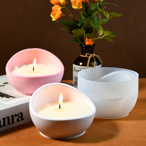 Silicone Mold DIY Cradle Shape Semi Circular Bowl For Candle Making Aromatherapy Candle Holder Plaster Succulent Pot